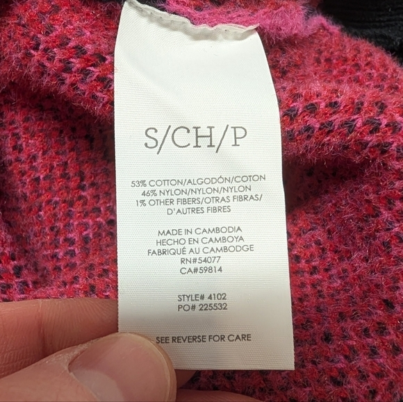 CABI (Small) Rococo Floral V-Neck Sweater Pink Black Floral Valentine's Day 4102 - Picture 5 of 6